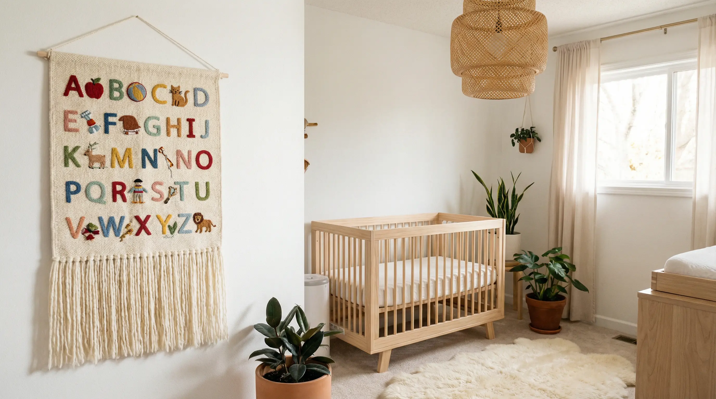 Handwoven tapestry in a beautiful nursery